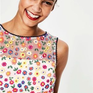 Boden Marjorie Organza embroidered floral midi dress. Size 8